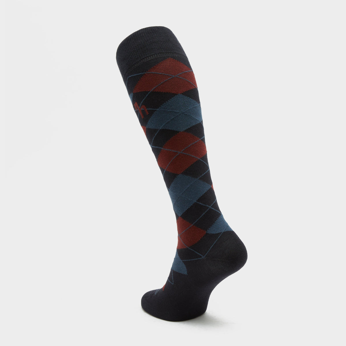 Womens Alana Check Riding Socks Dark Navy/Burgundy Red Mahogany