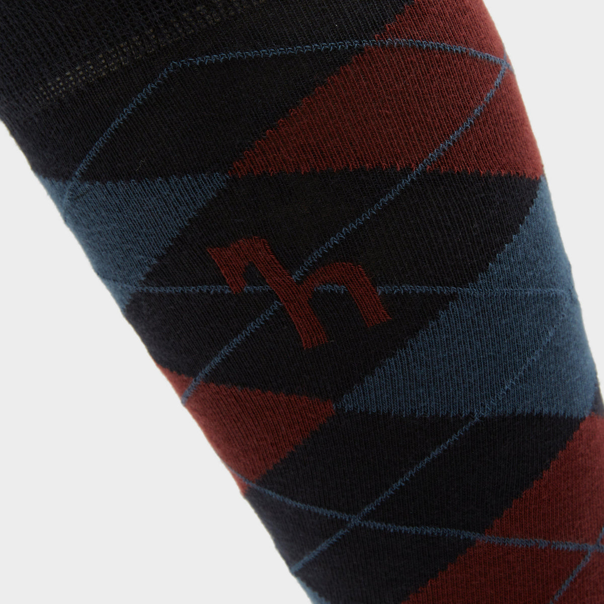 Womens Alana Check Riding Socks Dark Navy/Burgundy Red Mahogany