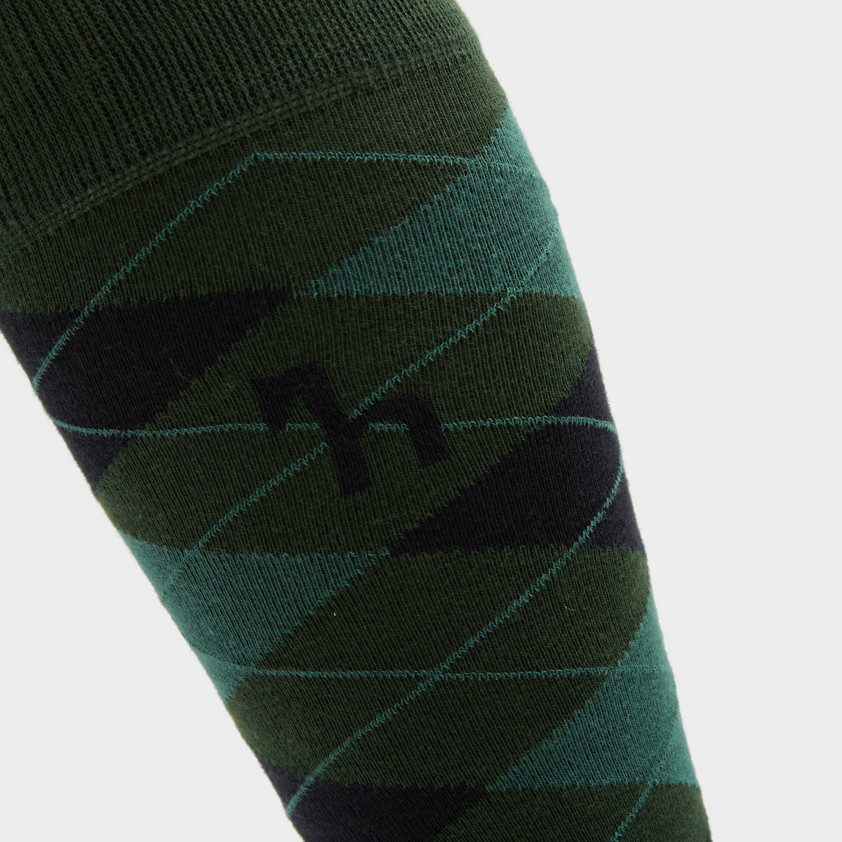 Womens Alana Check Riding Socks Mountain View Green/Dark Navy