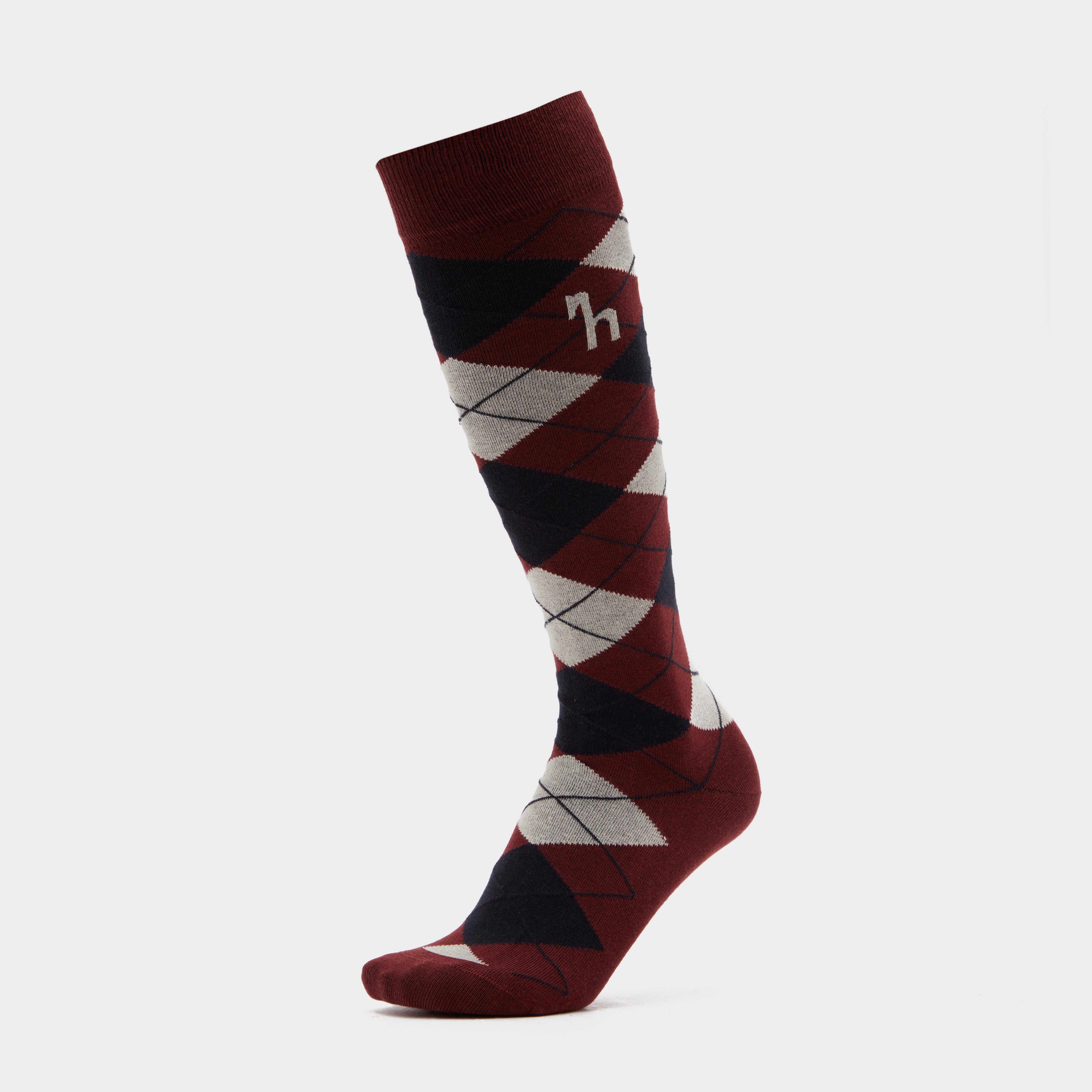 Womens Alana Check Riding Socks Burgundy Red Mahogany/Dark Navy