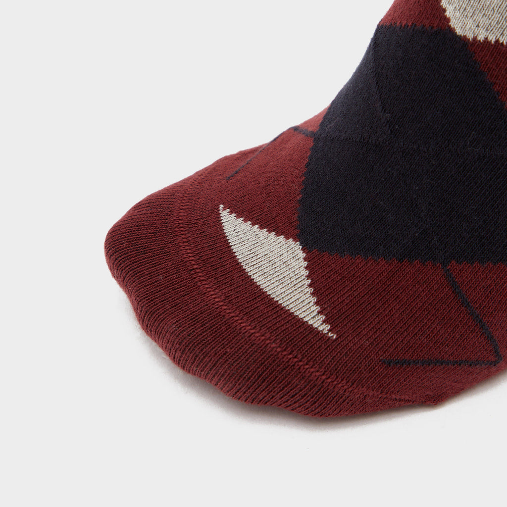 Womens Alana Check Riding Socks Burgundy Red Mahogany/Dark Navy