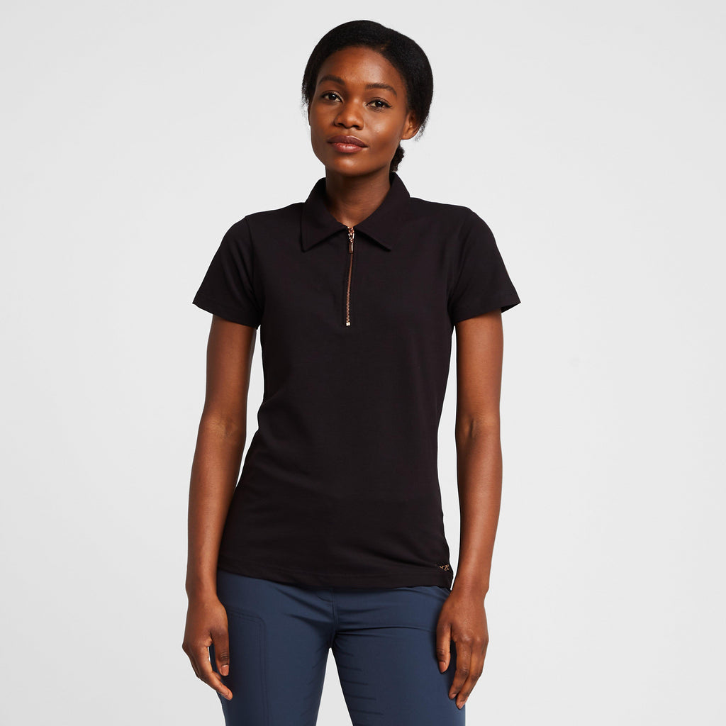 Womens Organic Lia Cotton Polo Shirt Black
