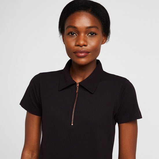Womens Organic Lia Cotton Polo Shirt Black