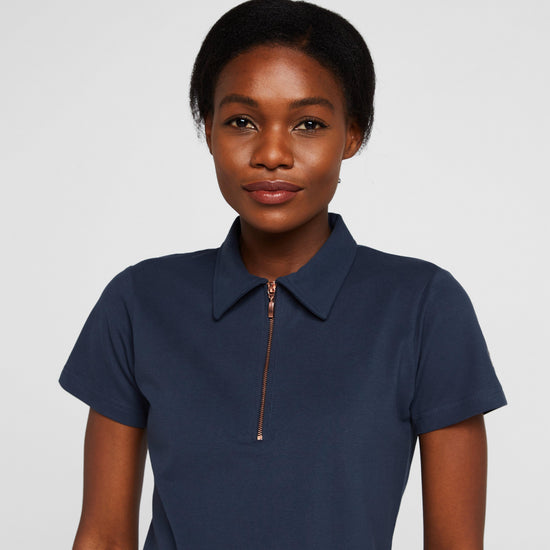 Womens Lia Organic Cotton Polo Shirt Obscure Night Blue