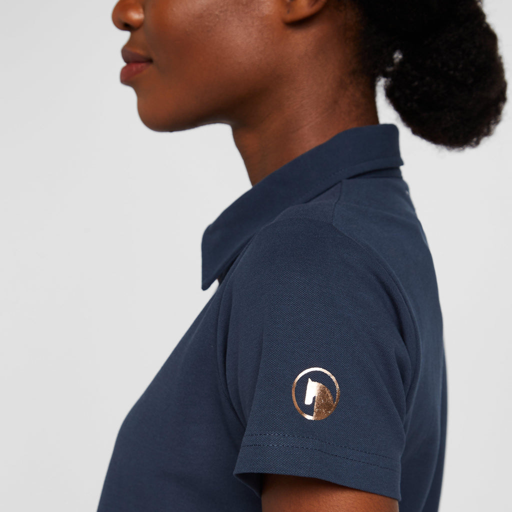 Womens Lia Organic Cotton Polo Shirt Obscure Night Blue