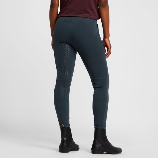 Womens Organic Remy Cotton Riding Tights Obscure Night Blue