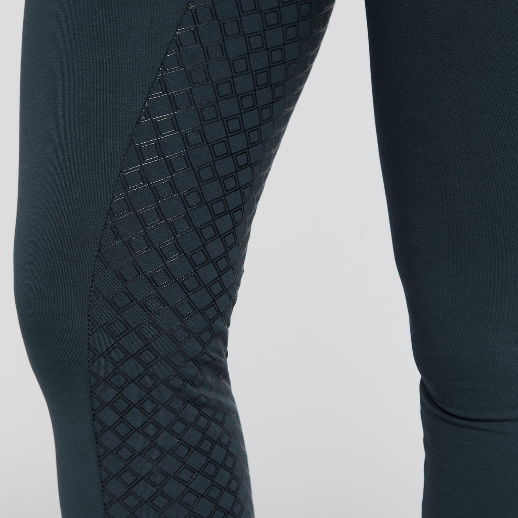 Womens Organic Remy Cotton Riding Tights Obscure Night Blue