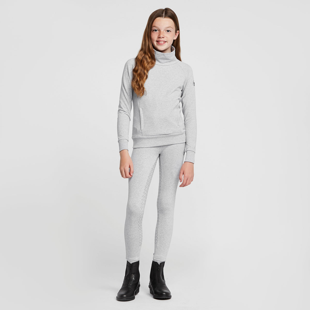 Childs Organic Emmie Cotton Silicone Full Seat Riding Tights Ash Grey