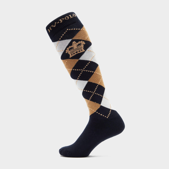 Argyle Socks Navy/Sand/Gold