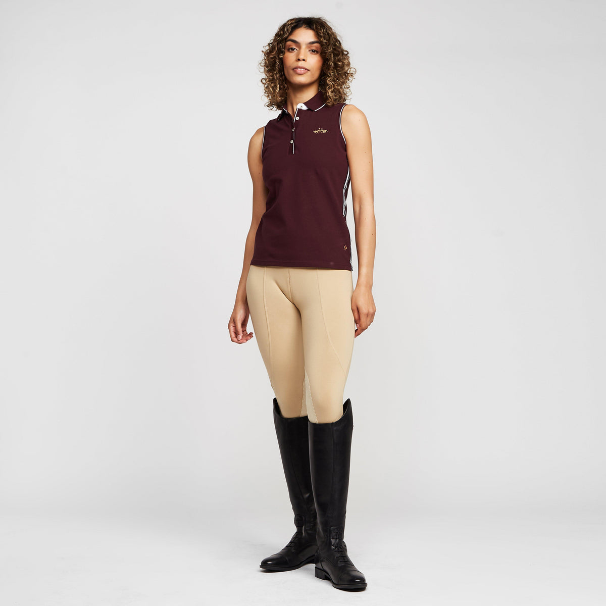 Womens Lia Sleeveless Polo Shirt Dark Berry