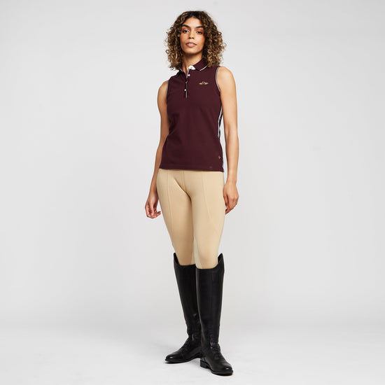 Womens Lia Sleeveless Polo Shirt Dark Berry