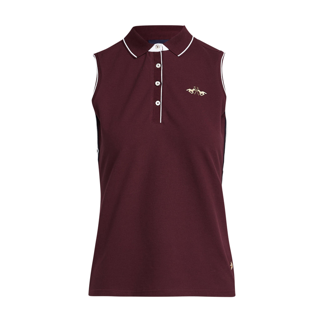 Womens Lia Sleeveless Polo Shirt Dark Berry