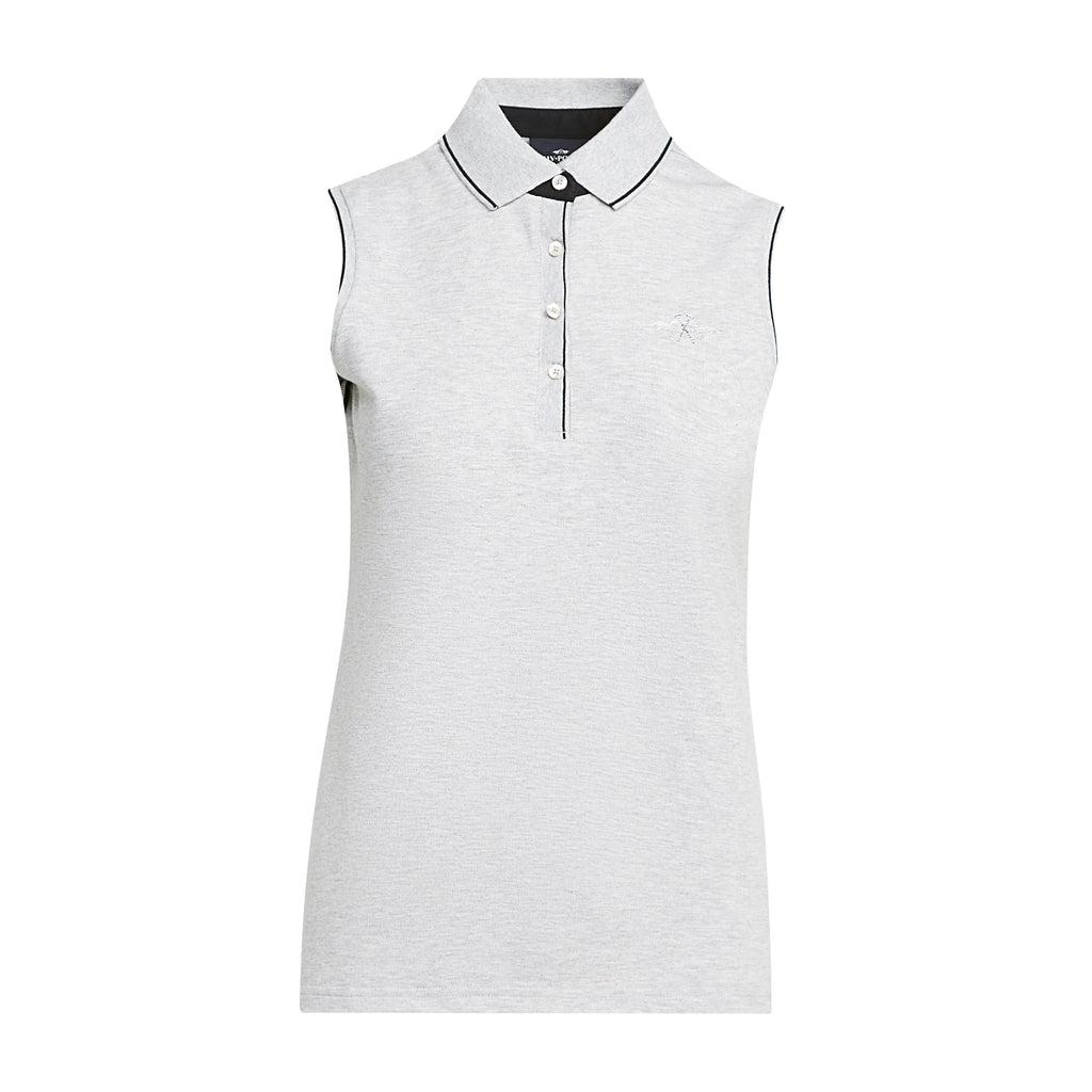Womens Lia Sleeveless Polo Shirt Grey Heather