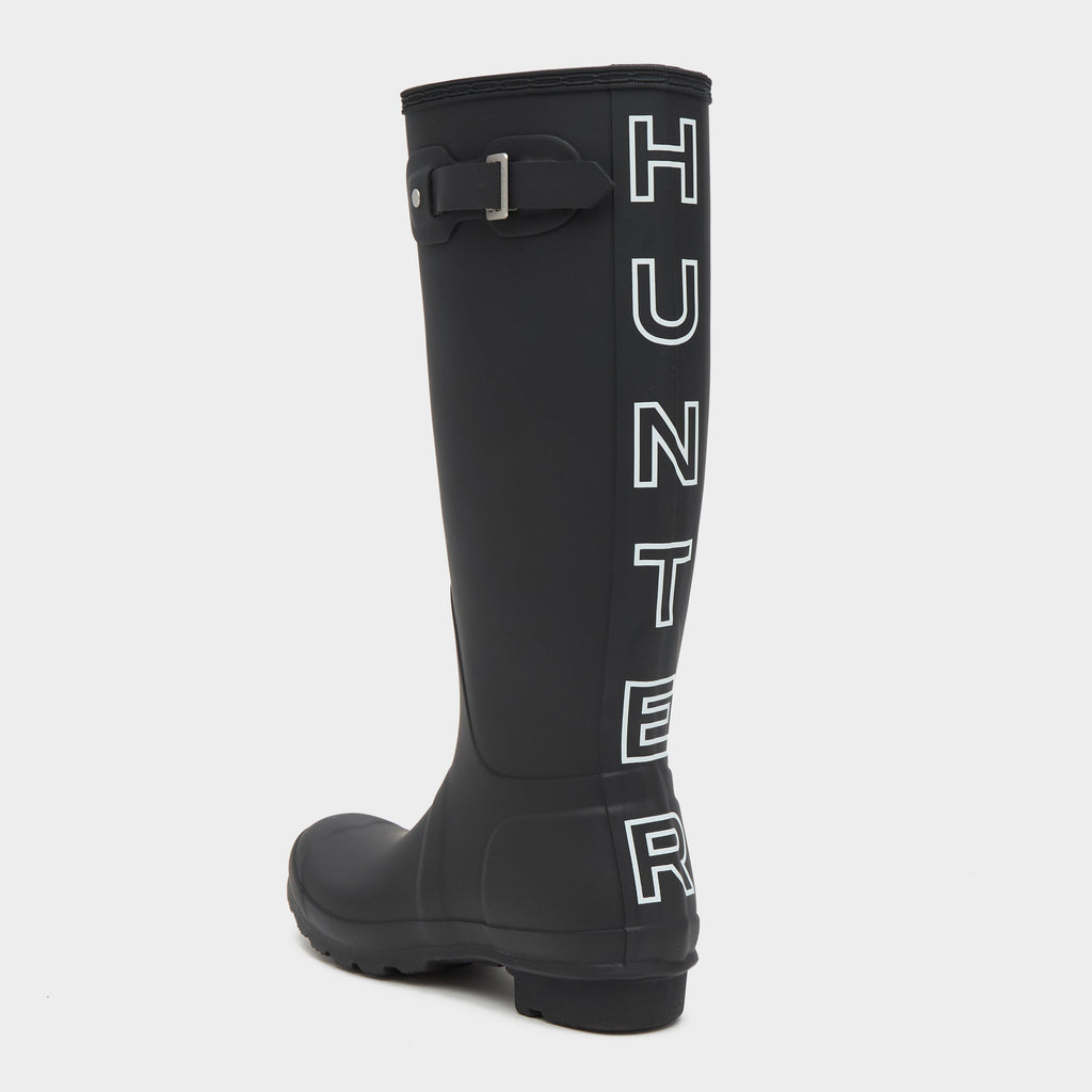 Womens Original Tall Back Print Wellington Boots Black