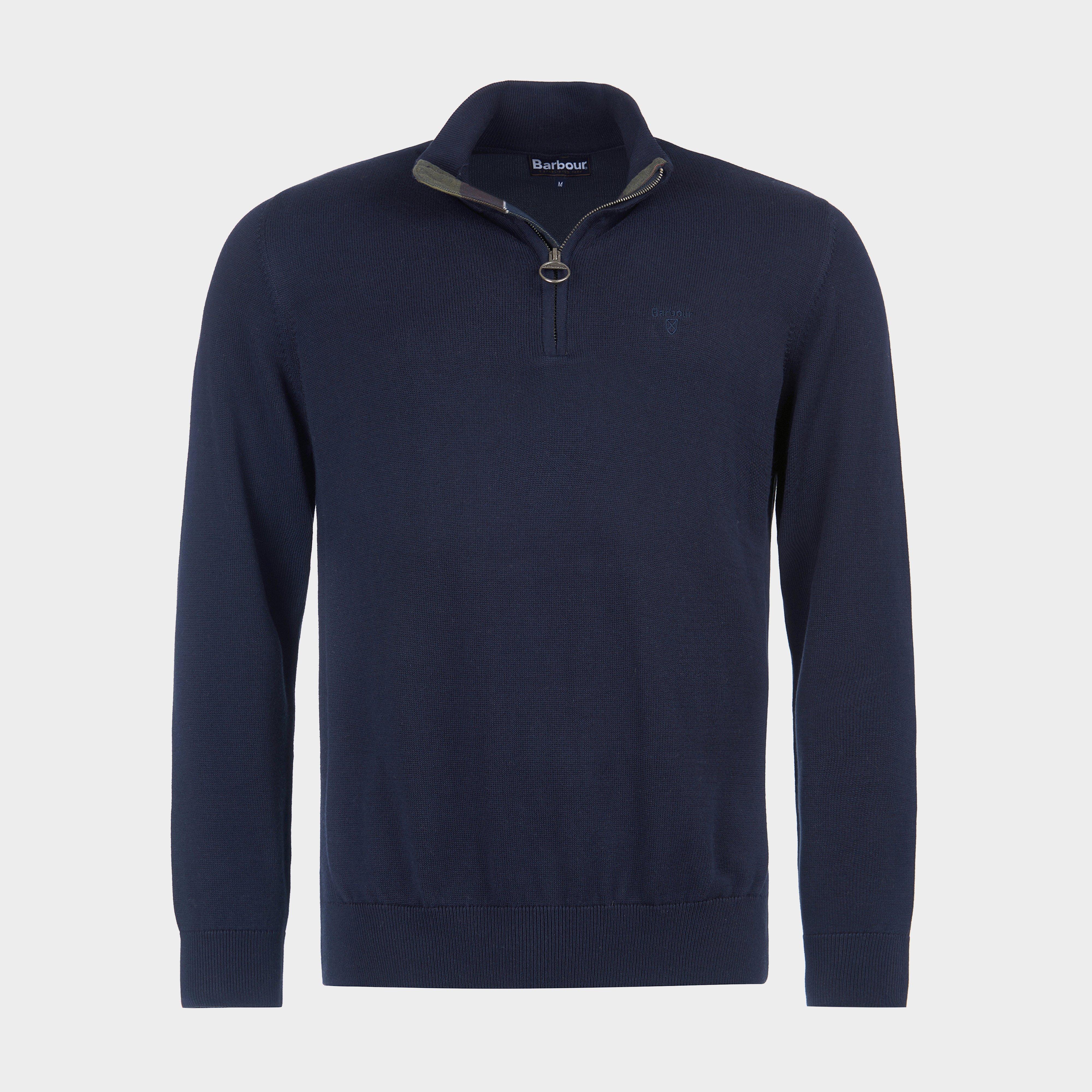 Mens Pima Cotton Half Zip Knitted Jumper Navy