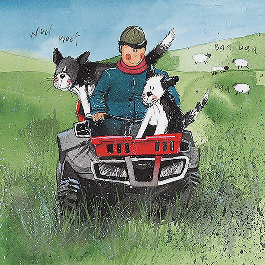 Square Blank Card One Man & Dogs