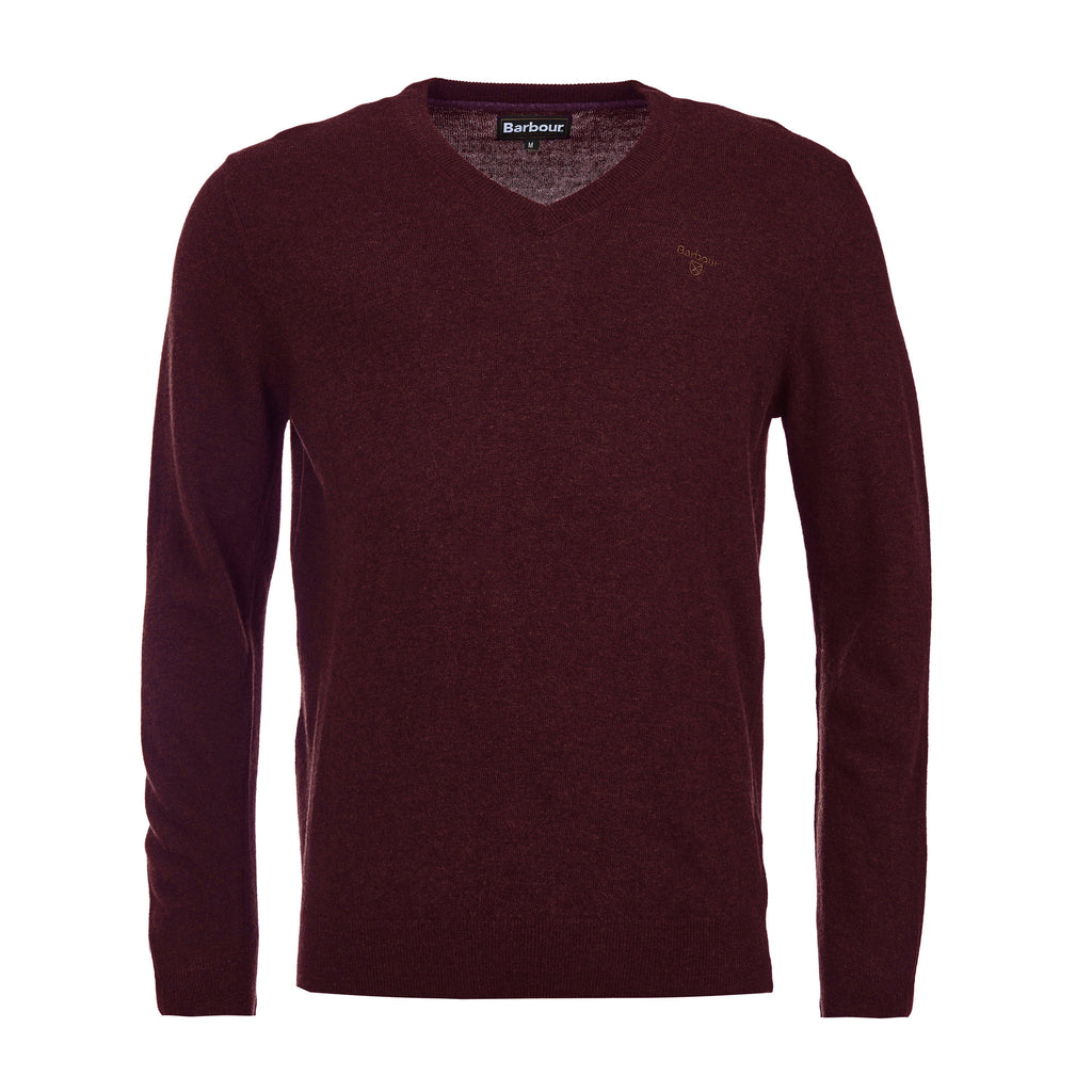 Mens Essential Lambswool V Neck Sweater Merlot