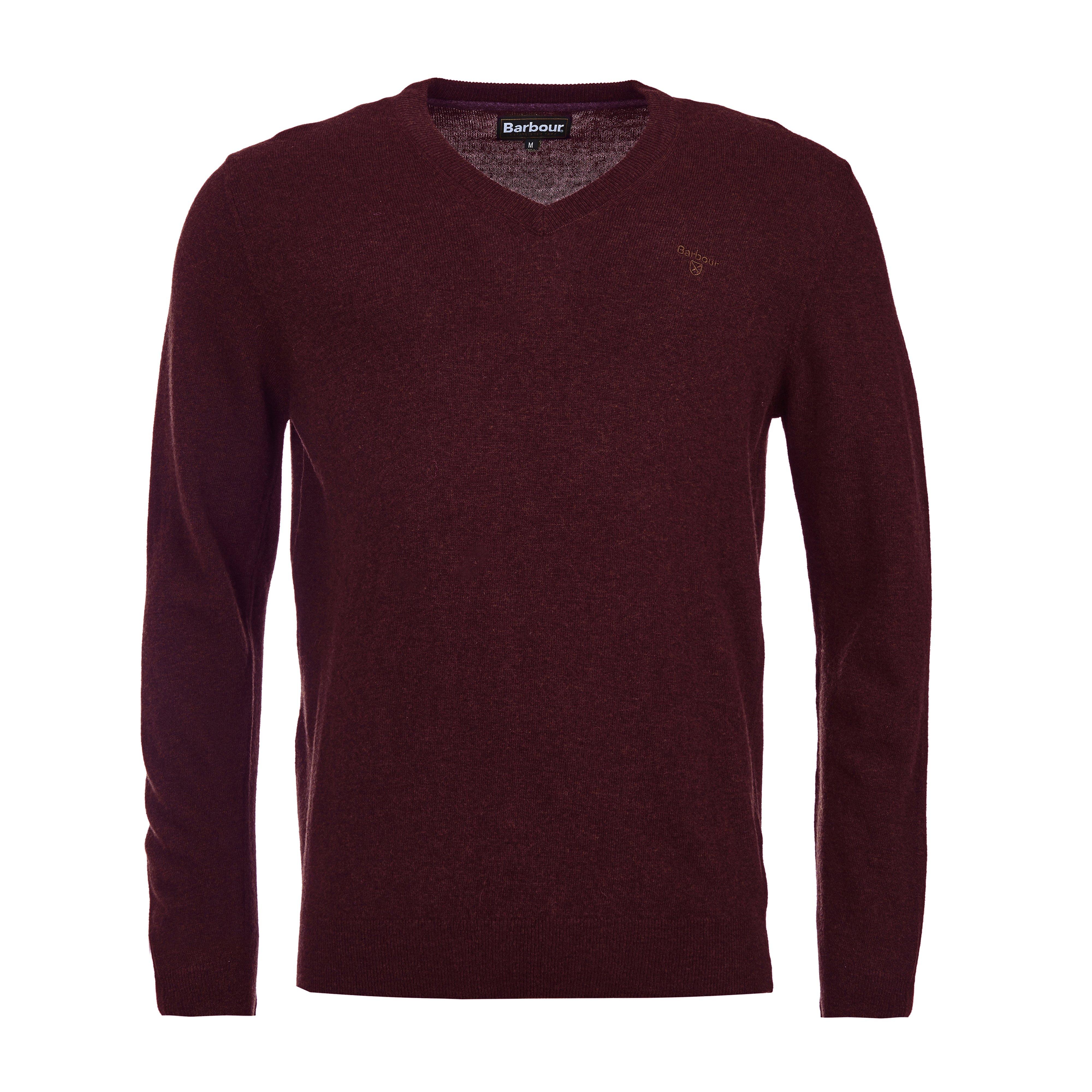 Mens Essential Lambswool V Neck Sweater Merlot