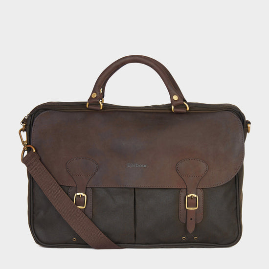 Wax Leather Briefcase Olive