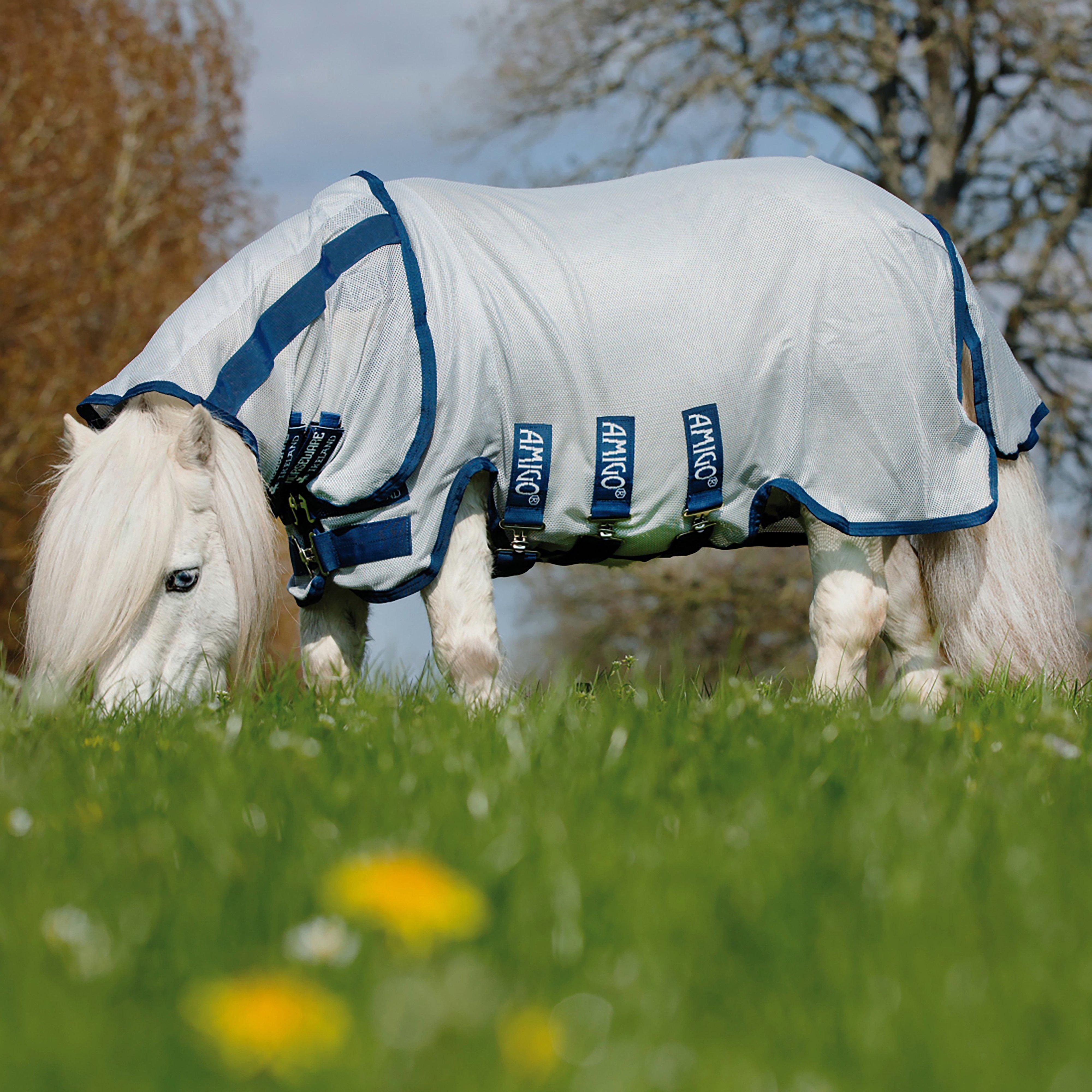 Amigo® Petite Bug Rug Fly Rug Silver/Navy