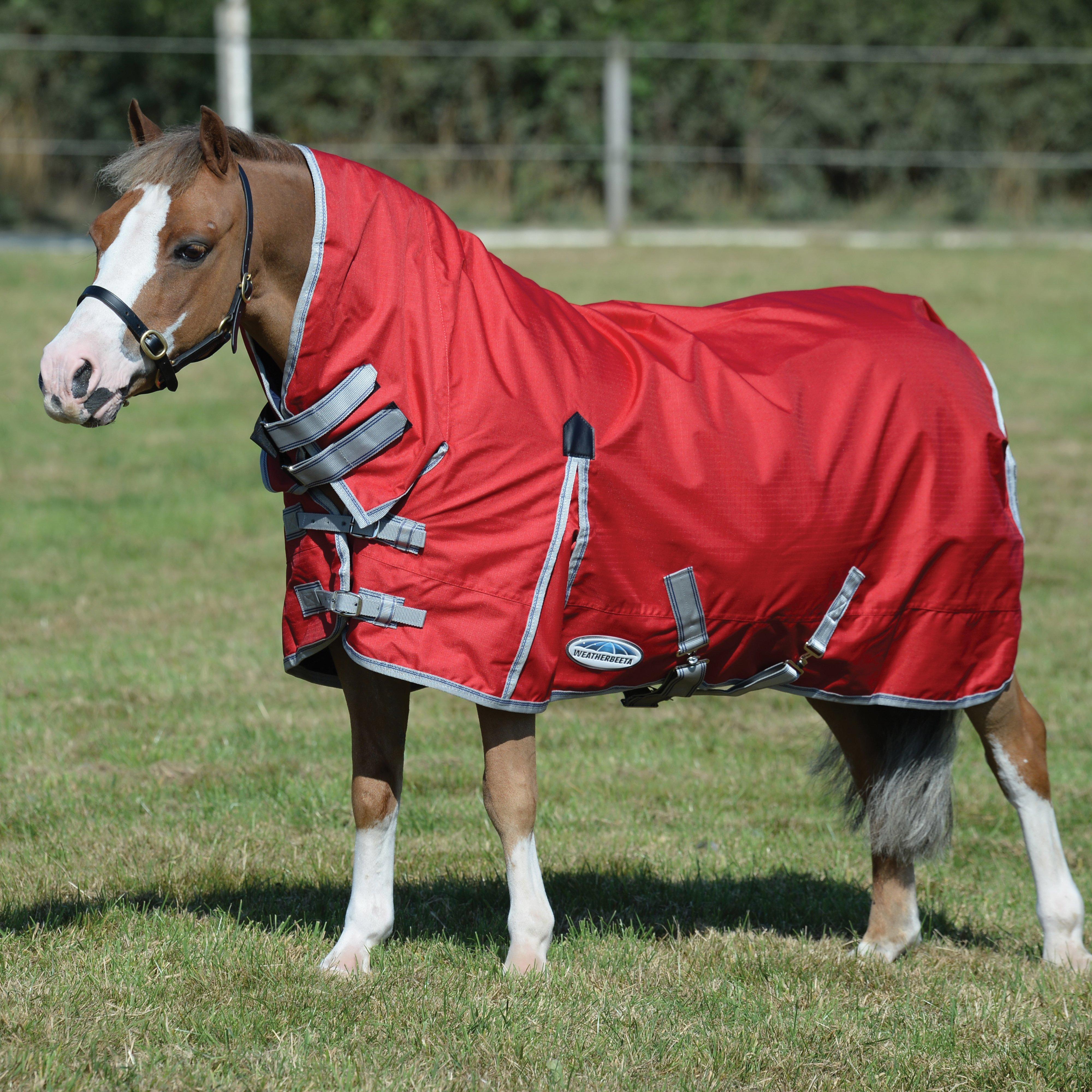 ComFiTec Classic Combo Neck 220g Medium Weight Turnout Rug Red/Silver/Navy