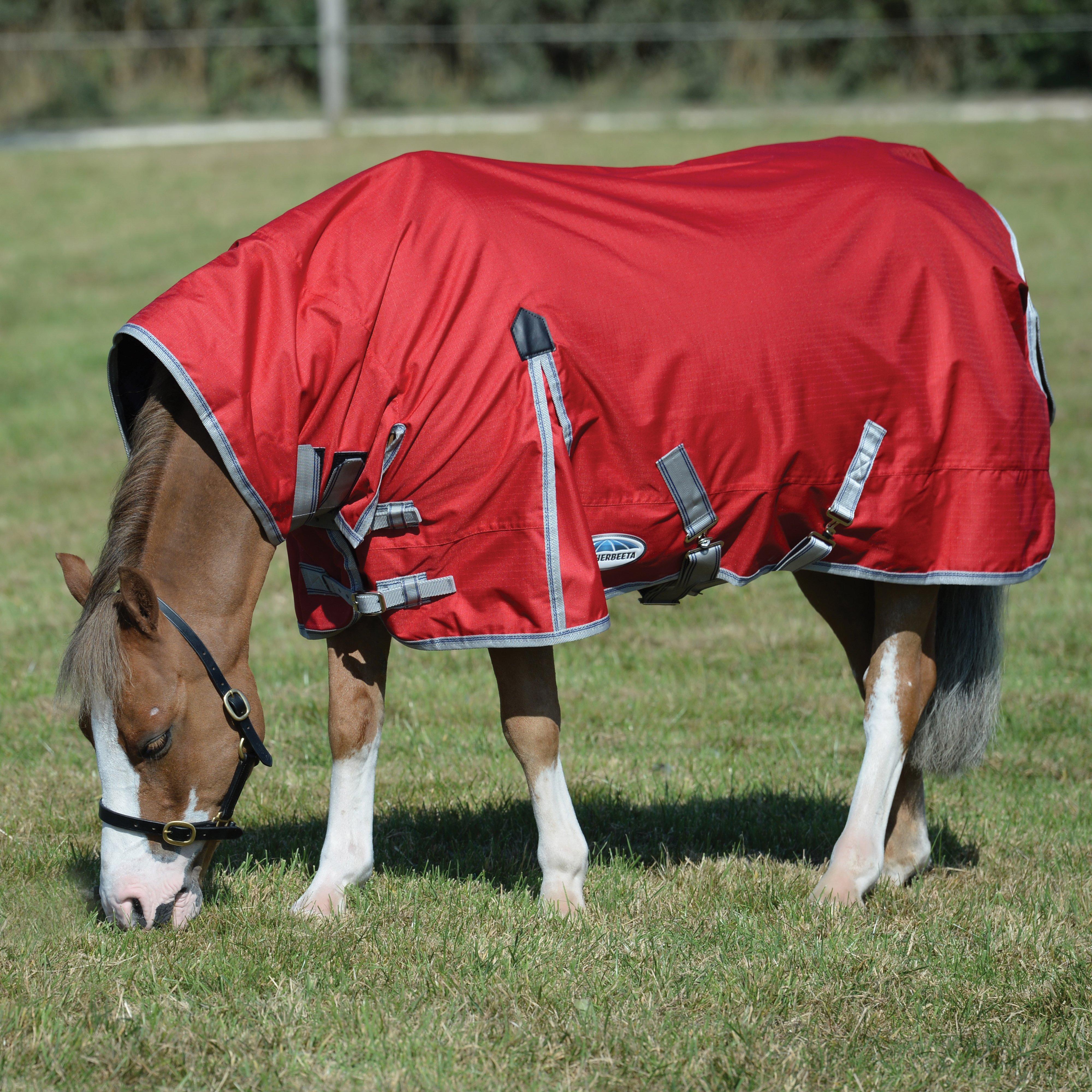 ComFiTec Classic Combo Neck 220g Medium Weight Turnout Rug Red/Silver/Navy