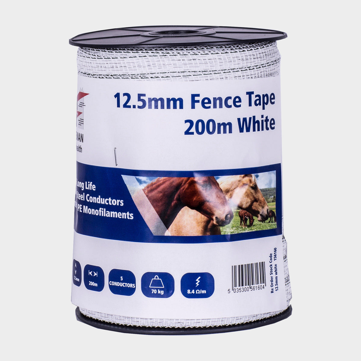 12.5mm Fence Tape 200m White