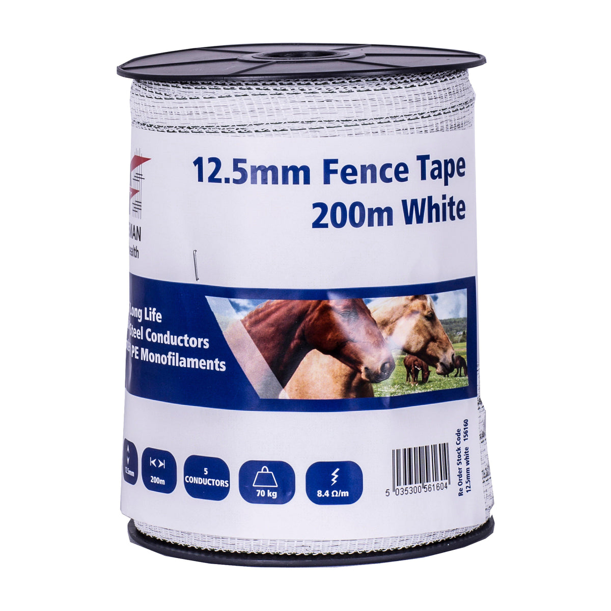 12.5mm Fence Tape 200m White