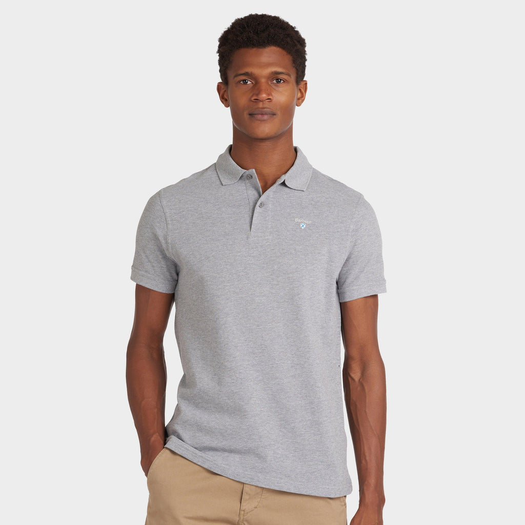 Mens Sports Polo Grey Marl