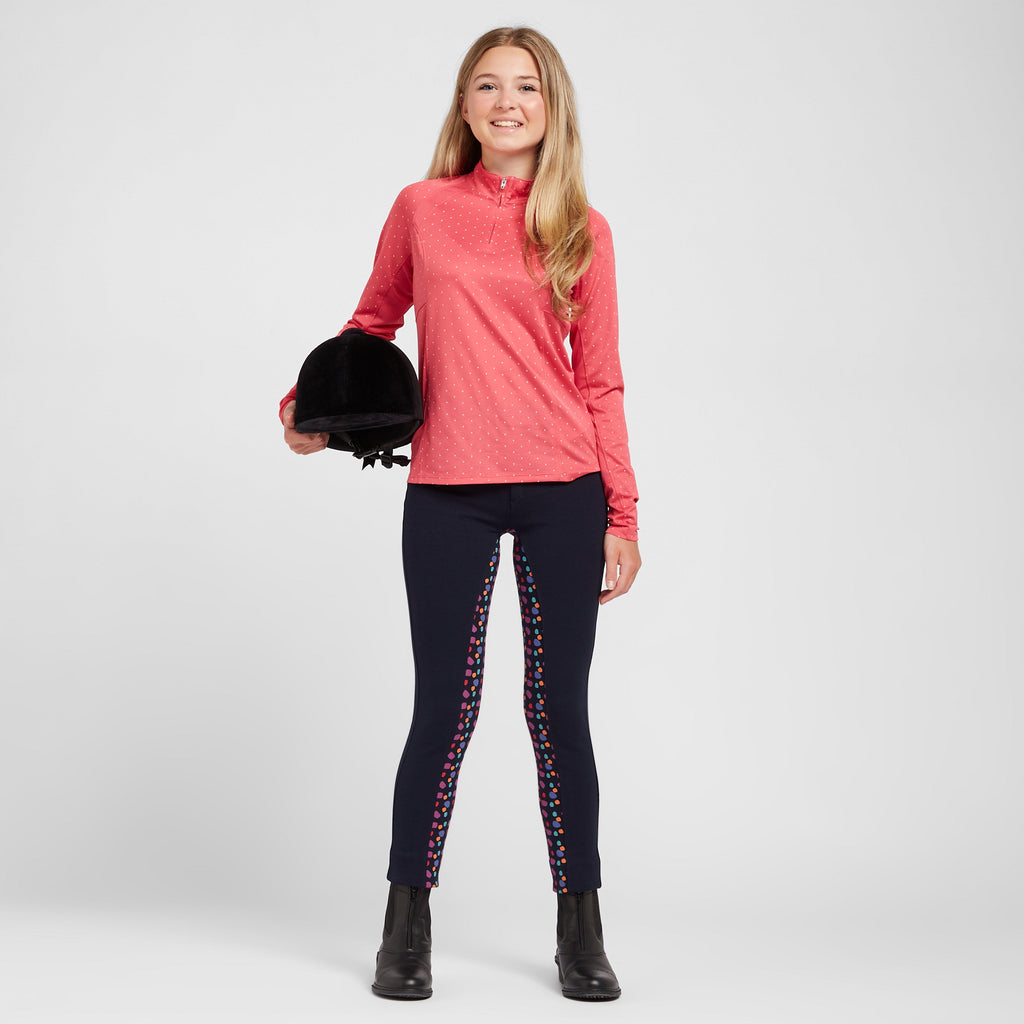 Childs Warm Up Cotton Euro Seat Jodhpurs II Navy/Navy Spot Print