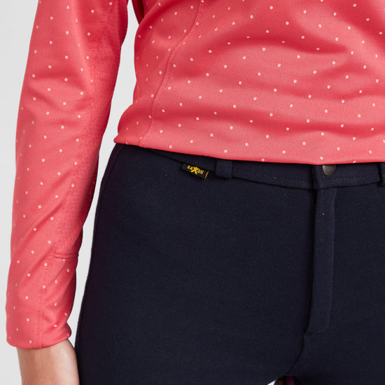 Childs Warm Up Cotton Euro Seat Jodhpurs II Navy/Navy Spot Print