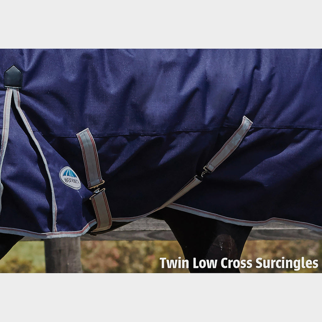 ComFiTec Essential 50g Lightweight Standard Neck Turnout Rug Navy/Silver/Red