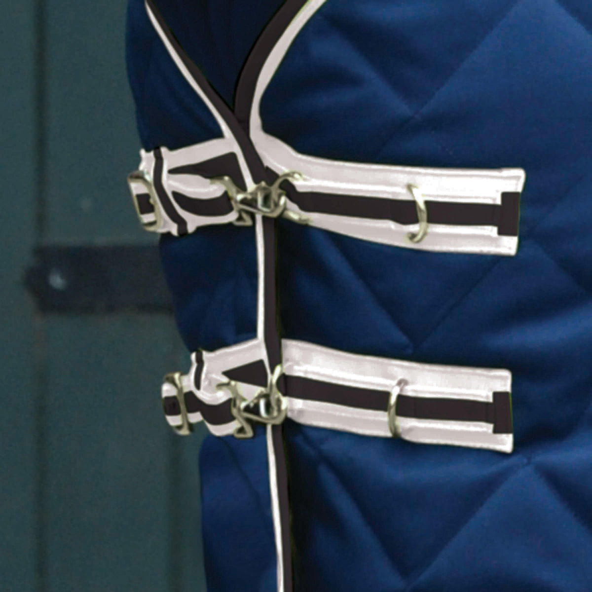 ComFiTec 1000D Diamond Quilt 220g Mediumweight Detach-A-Neck Stable Rug Blue/Charcoal/White