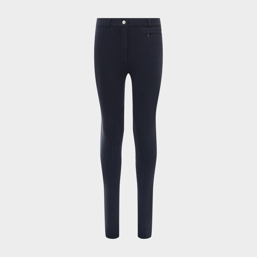 Womens Supa-Fit Zip Up Knee Patch Jodhpurs Navy