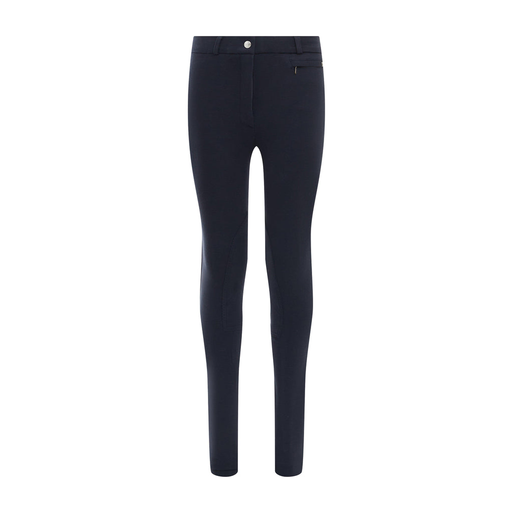 Womens Supa-Fit Zip Up Knee Patch Jodhpurs Navy