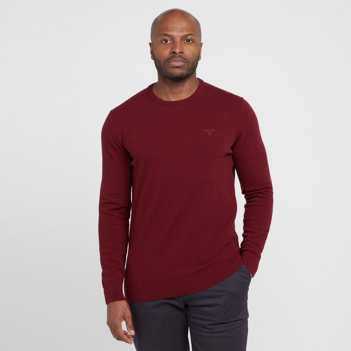 Mens Essential Lambswool Crew Neck Sweatshirt Ruby