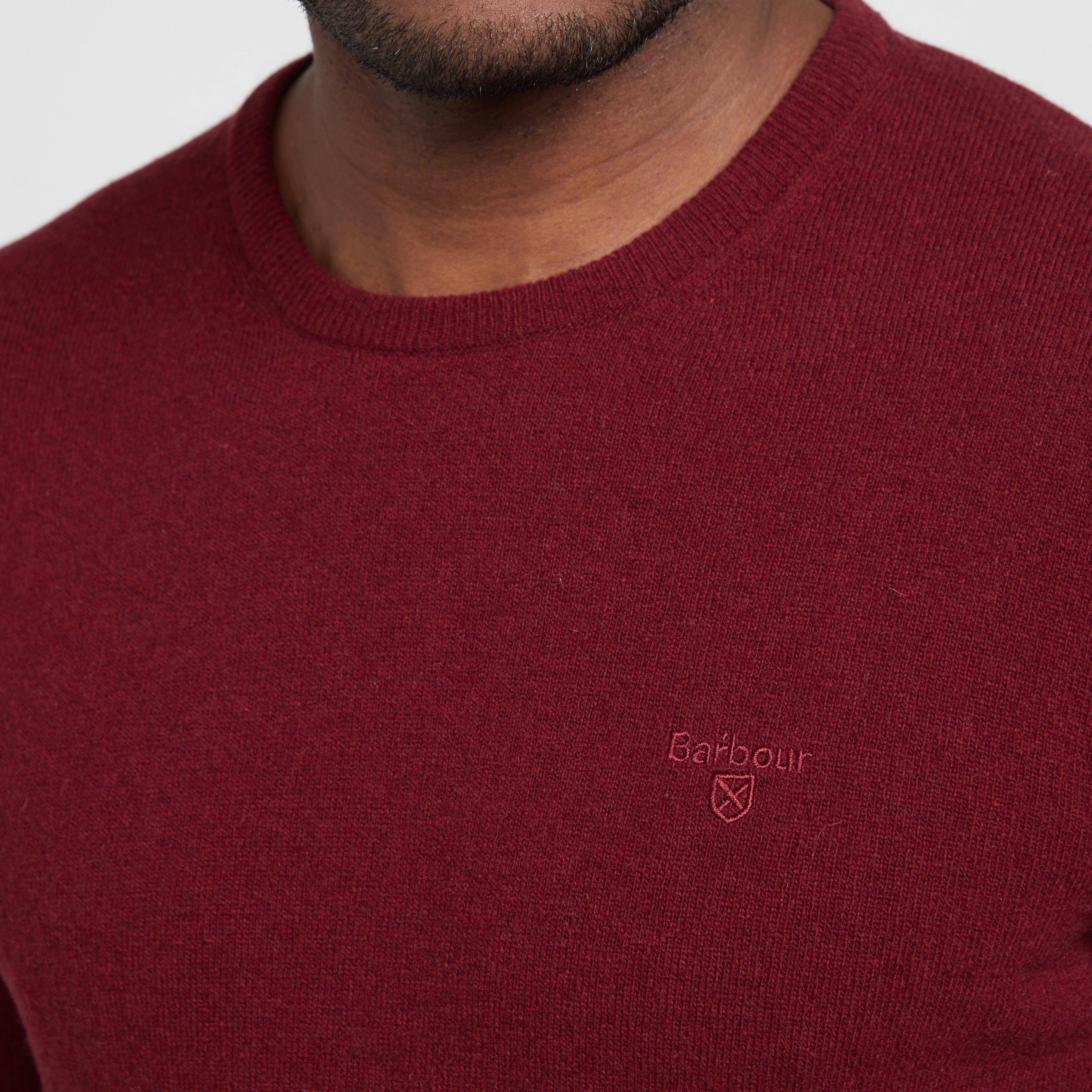 Mens Essential Lambswool Crew Neck Sweatshirt Ruby