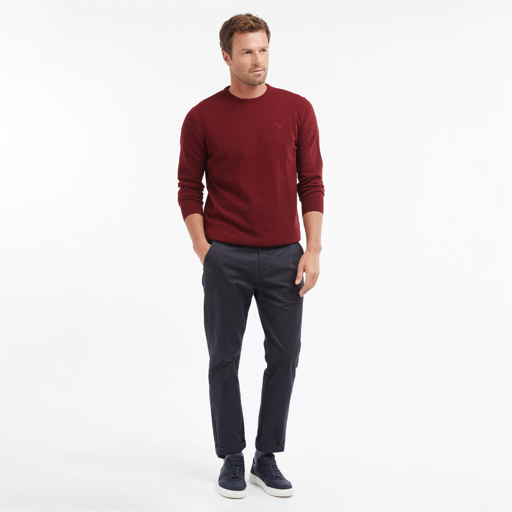 Mens Essential Lambswool Crew Neck Sweatshirt Ruby
