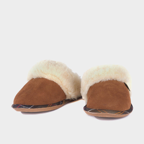 Womens Lydia Mule Slippers Camel Suede