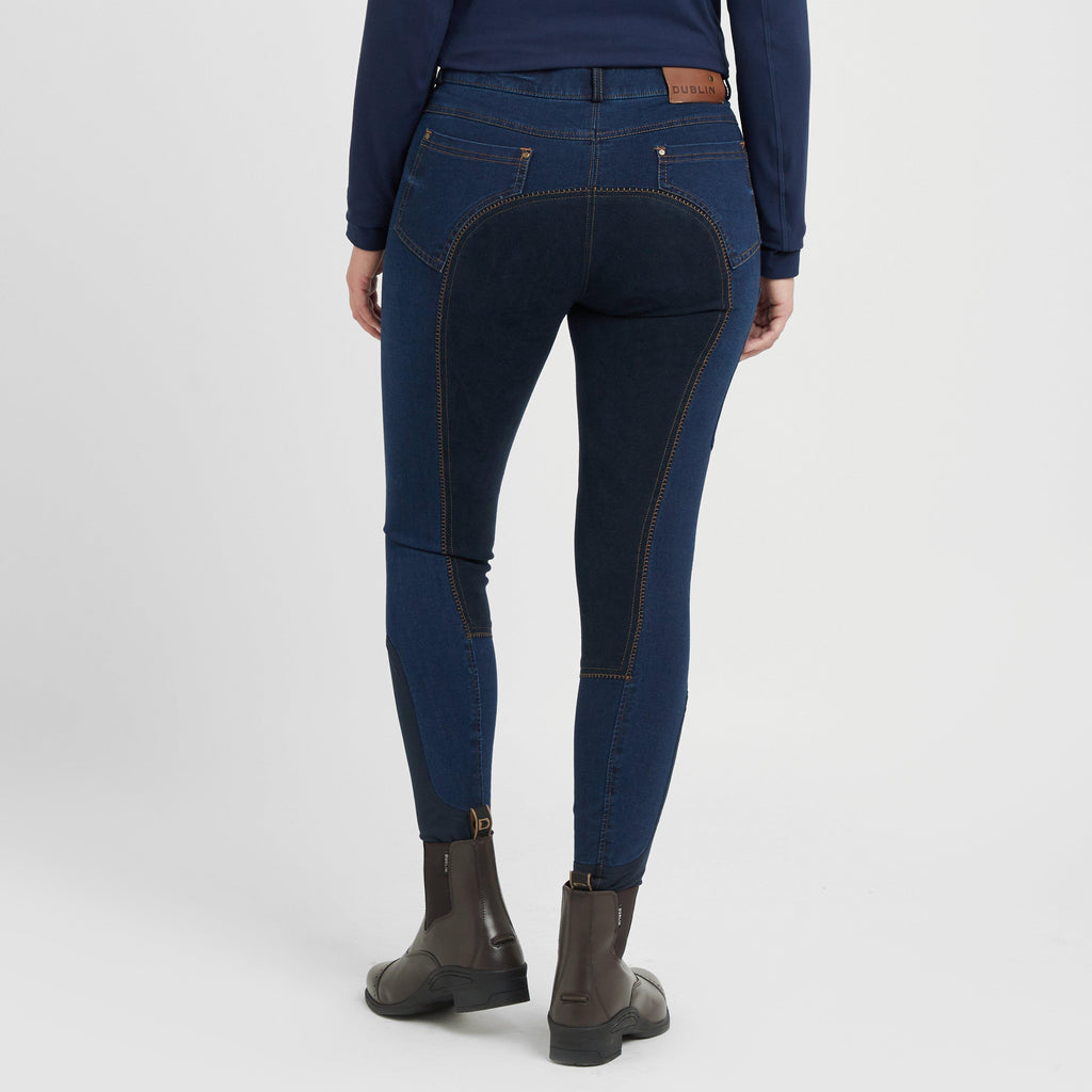 Womens Supa-Fit Zip Up Knee Patch Jodhpurs Navy