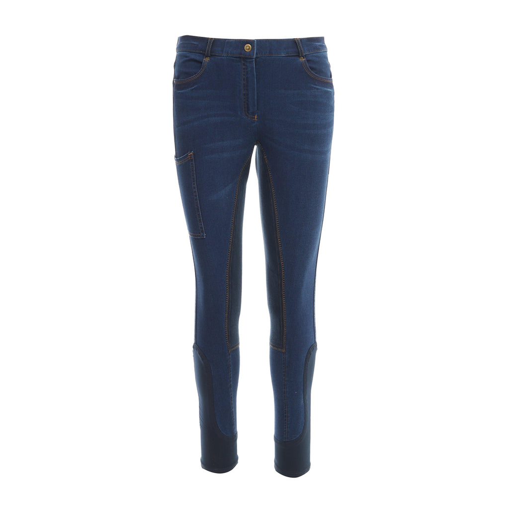 Womens Supa-Fit Zip Up Knee Patch Jodhpurs Navy