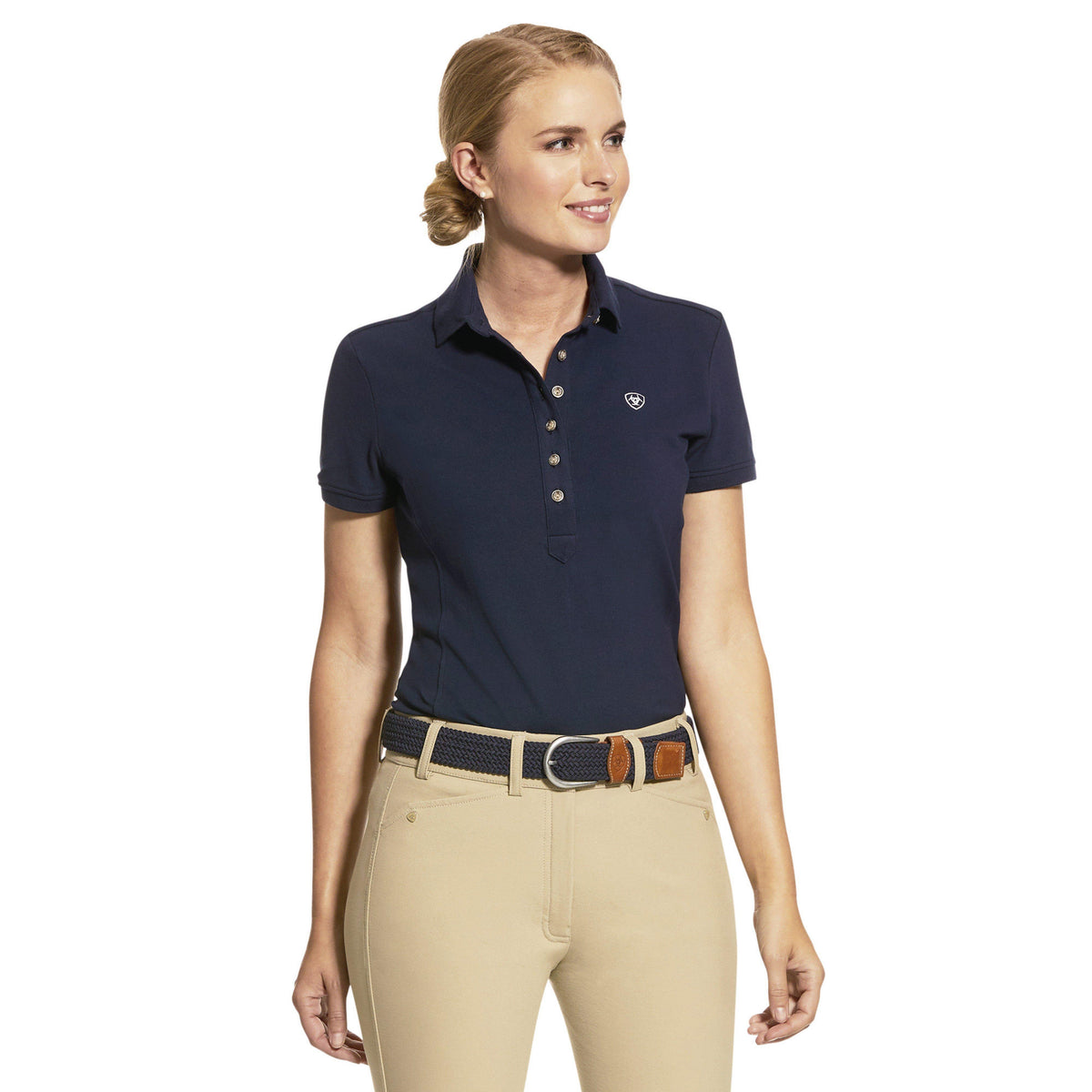 Womens Prix 2.0 Short Sleeved Polo Shirt Navy