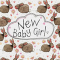 Little Sparkle Card Rabbit New Baby Girl
