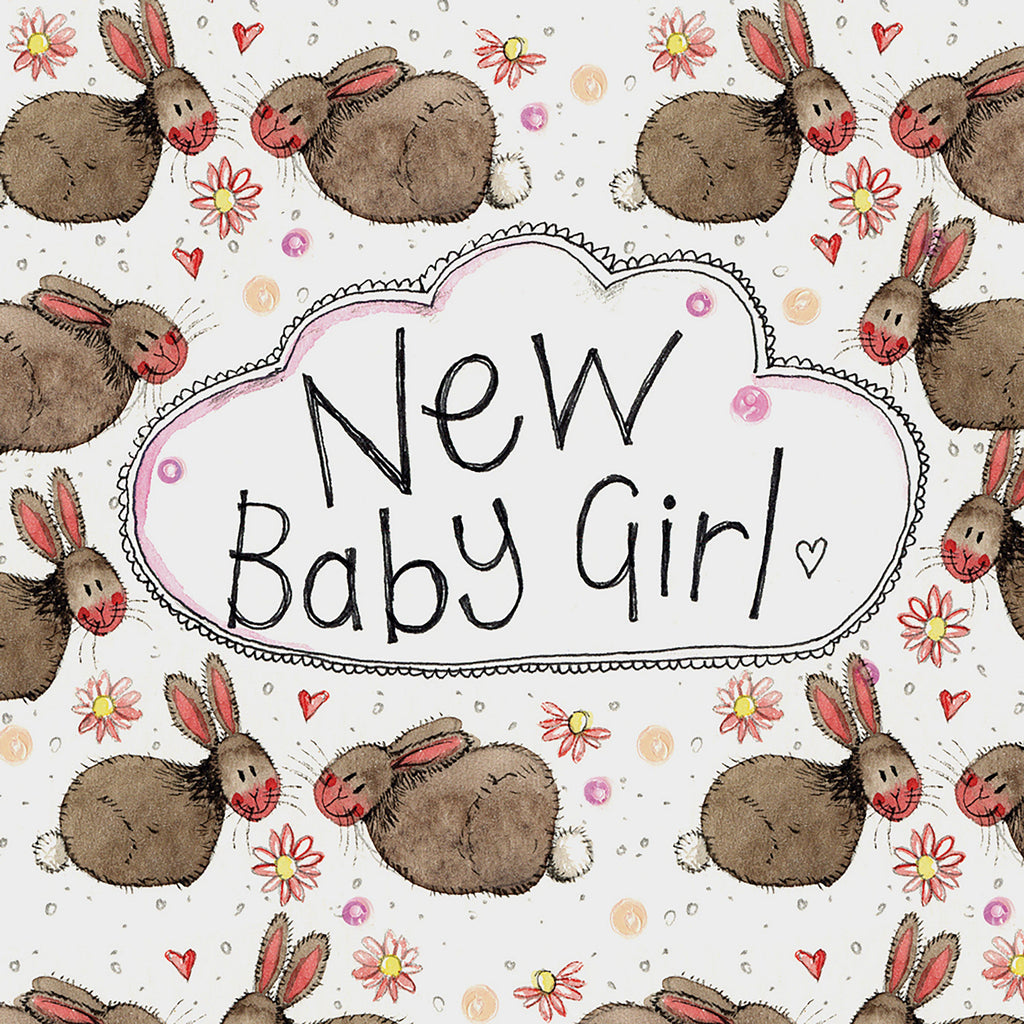 Little Sparkle Card Rabbit New Baby Girl