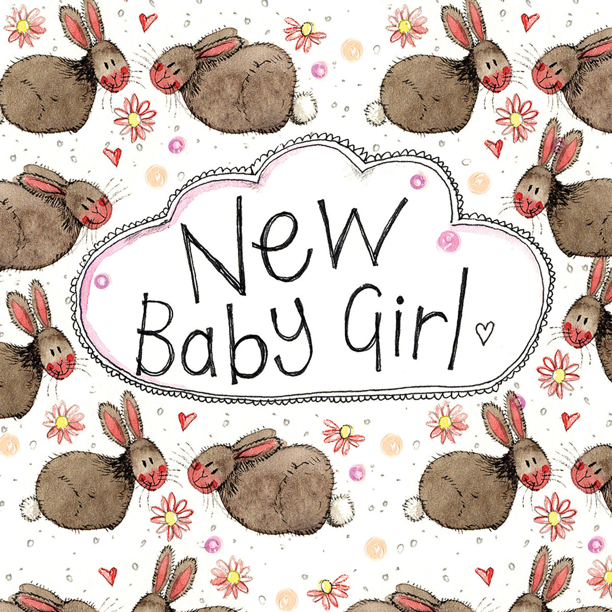 Little Sparkle Card Rabbit New Baby Girl