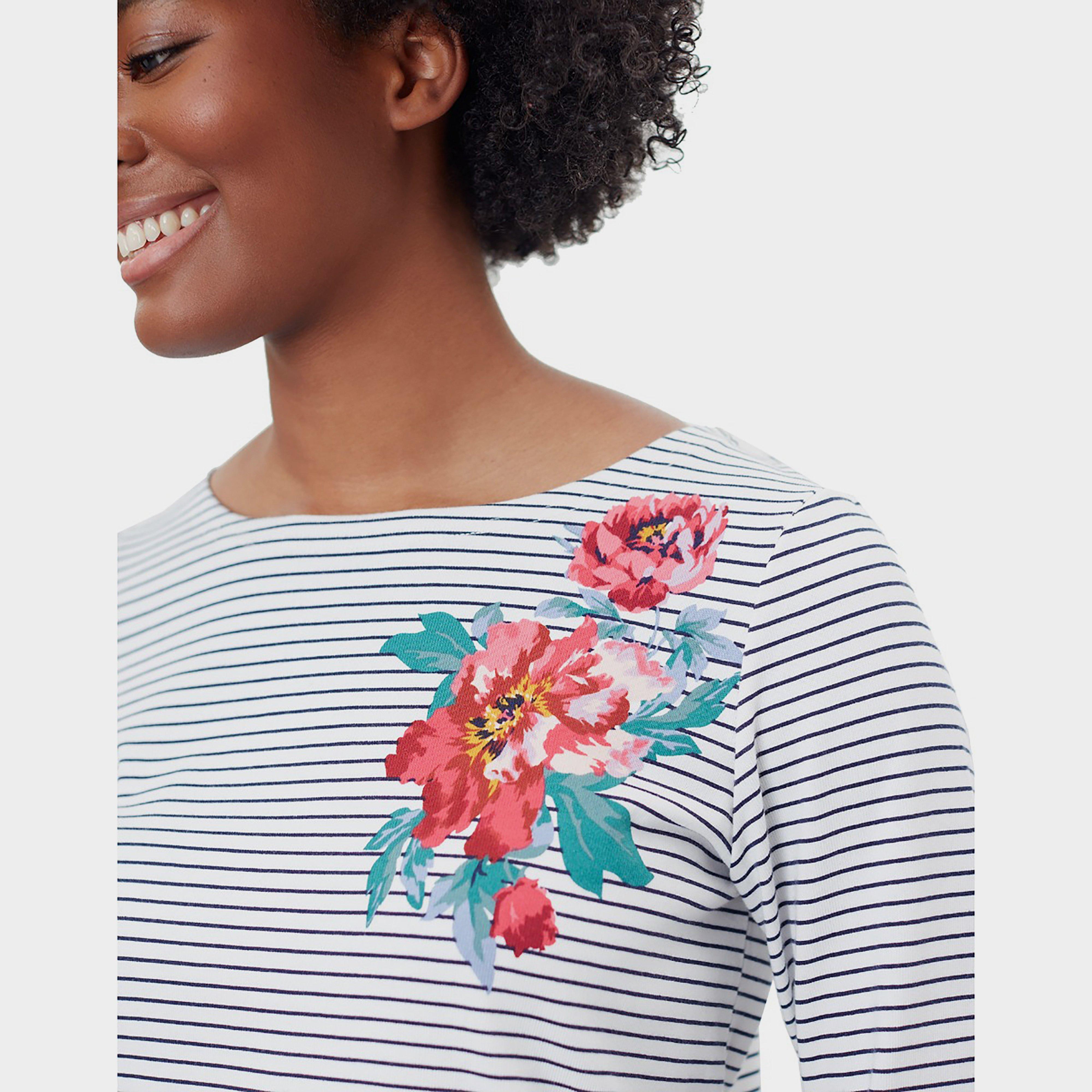 Womens Harbour Print Top French Navy Floral Placement Stripe