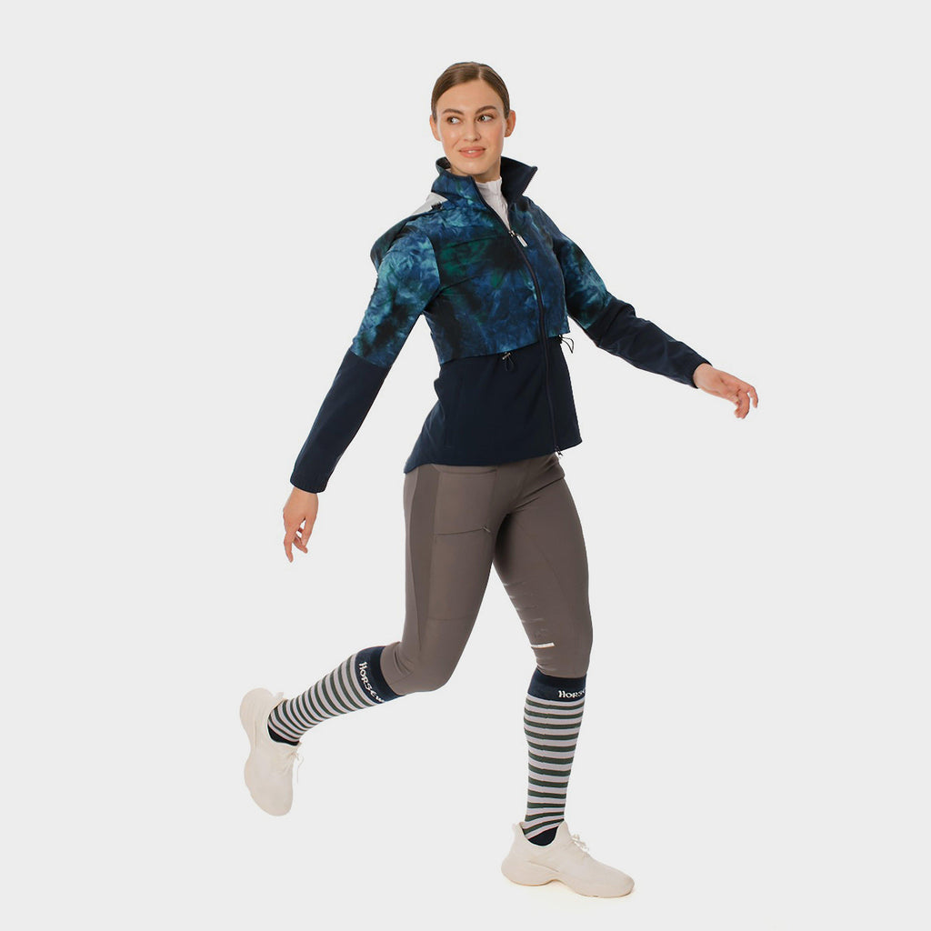 Womens Carrie Riding Jacket Green/Navy Tie Dyed