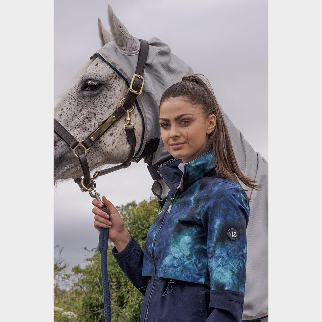 Womens Carrie Riding Jacket Green/Navy Tie Dyed
