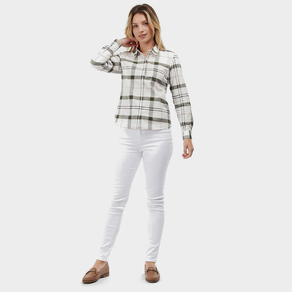 Womens Alena Shirt Olive Pink Check