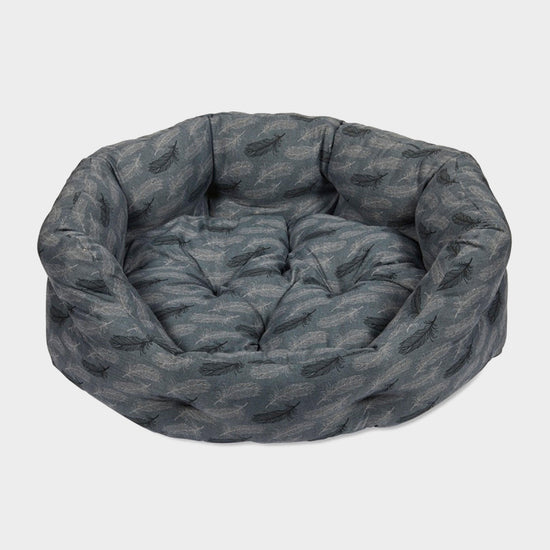 Feather Oval Dog Bed Grey